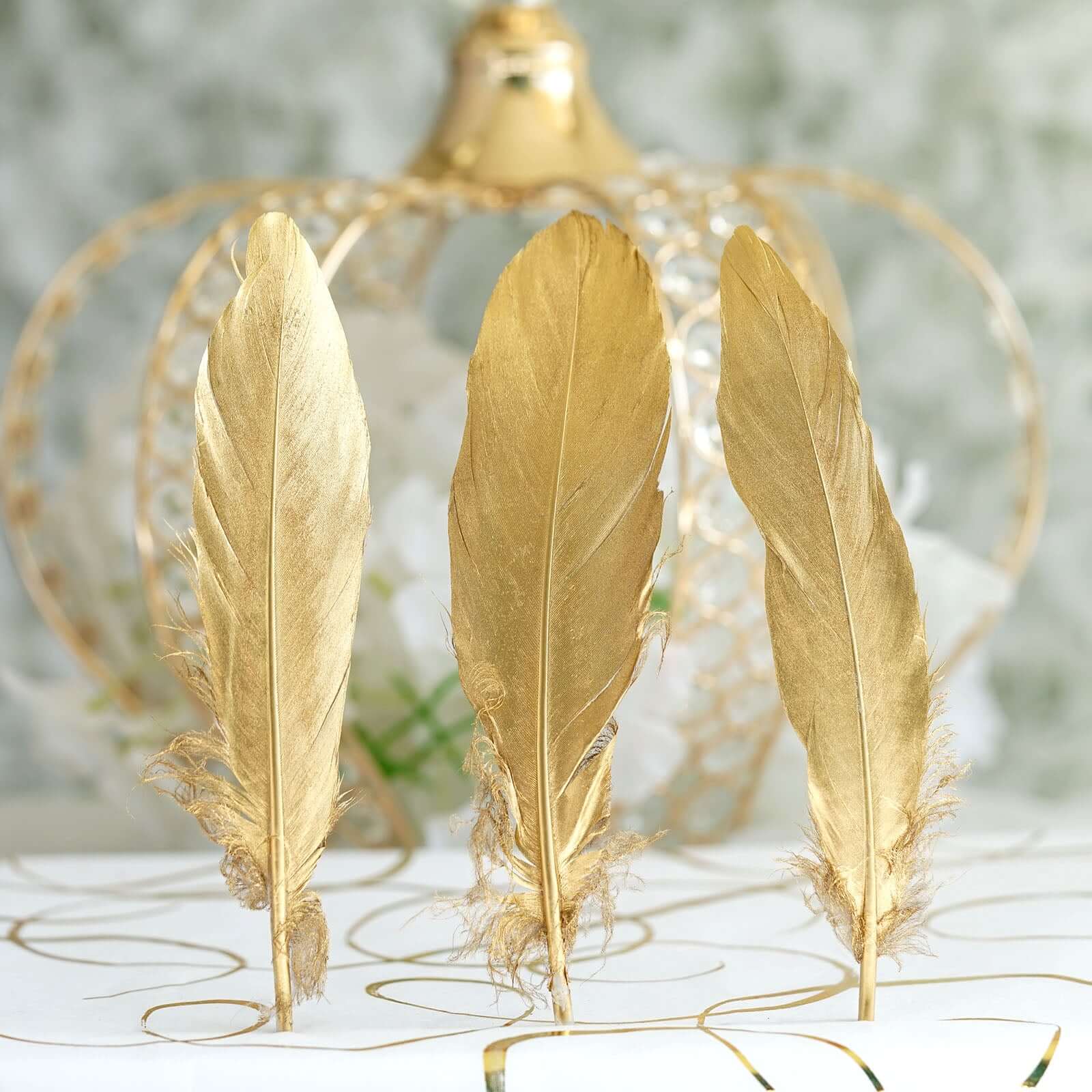 30-Pack Goose Feathers Craft Feathers Metallic Gold - Decorative Feathers for DIY Party Styling