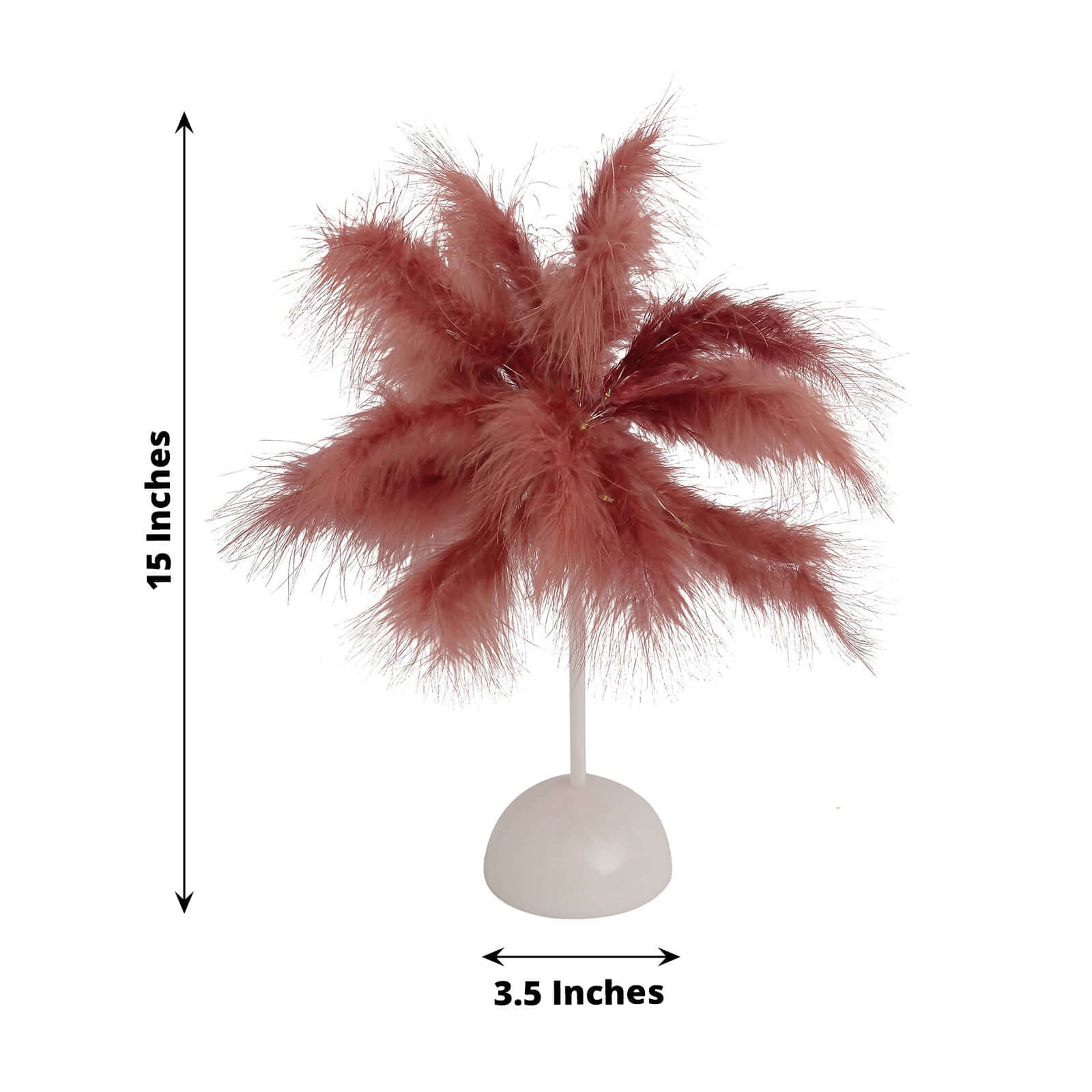 Table Lamp Feather Design Cinnamon Rose LED Battery Operated - Cordless Wedding Centerpiece 15