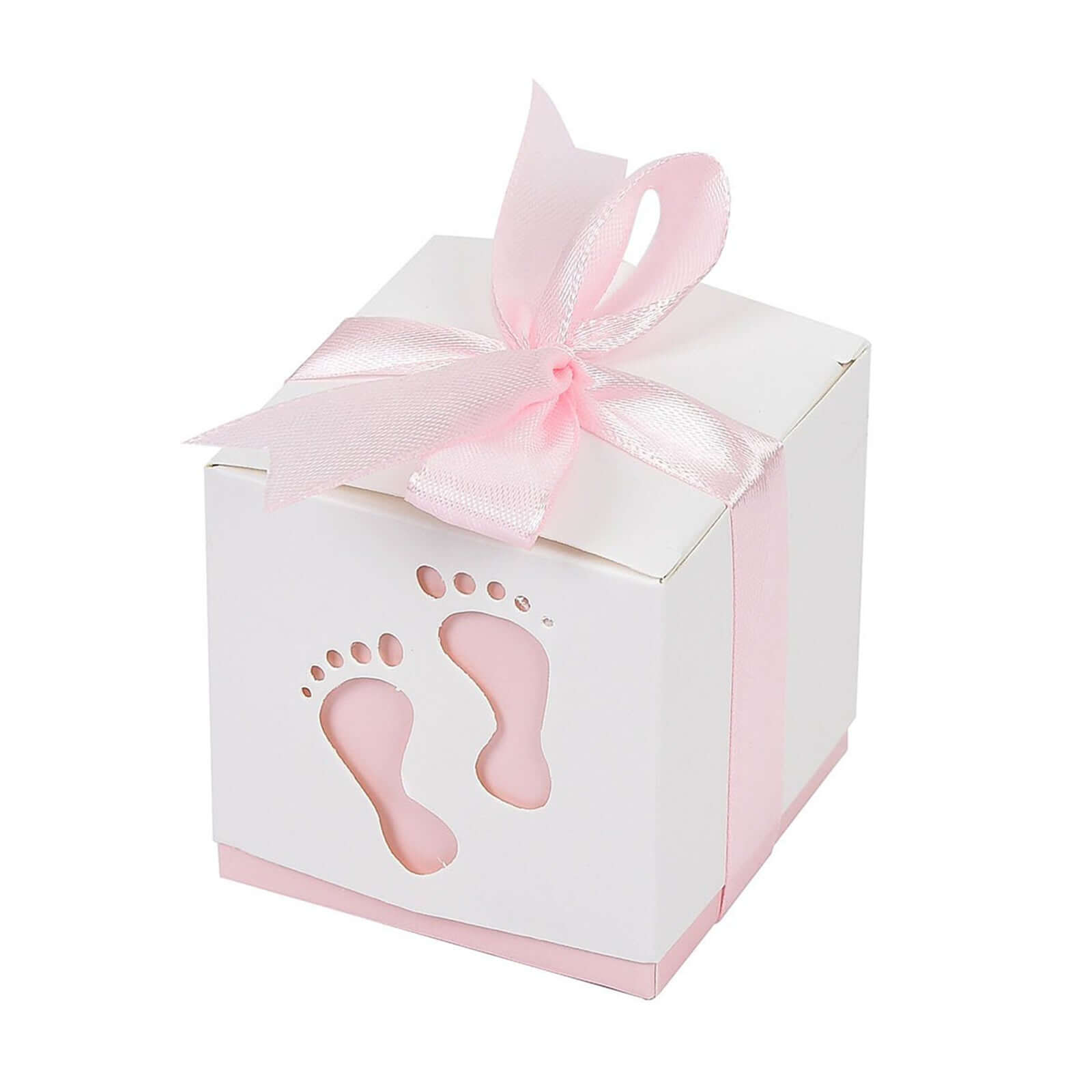 25 Pack 2 Pink Footprint Baby Shower Party Favor Candy Gift Boxes