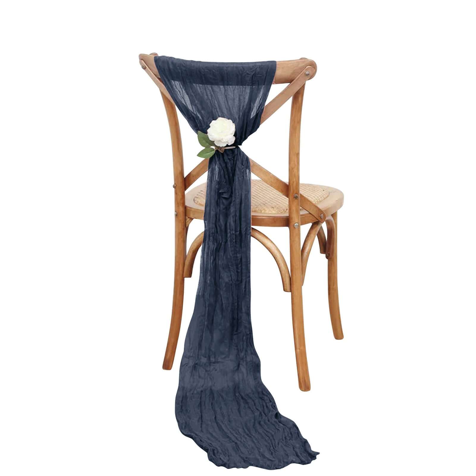 5 Pack Cheesecloth Gauze 16x88 Chair Sashes Navy Blue - Boho Chair Decorations