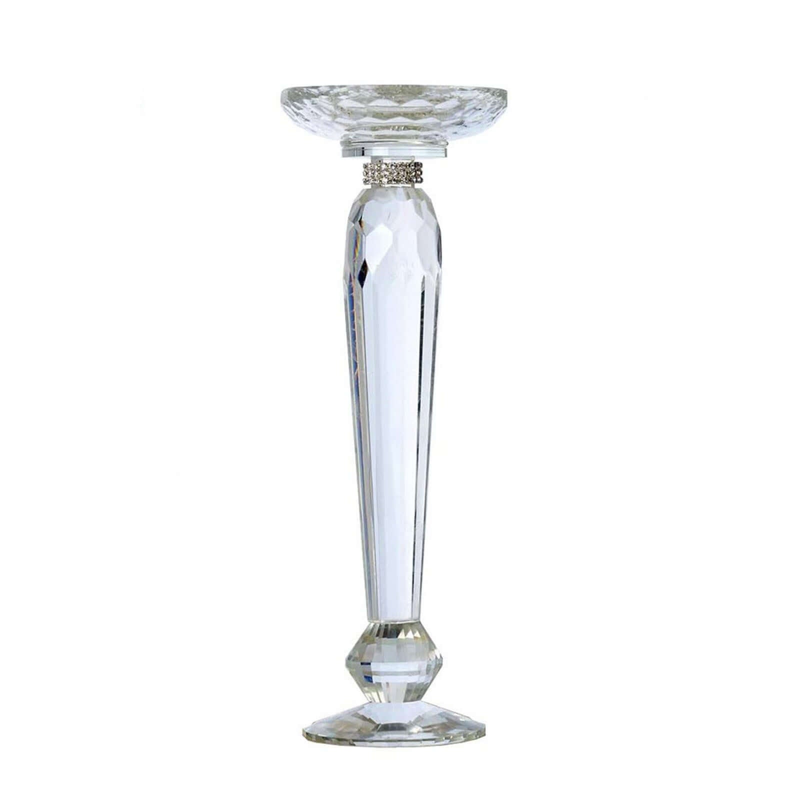 2-Pack Cut Crystal Glass Pillar Candle Holder Stands, Kissing Ball Flower Pedestals 11