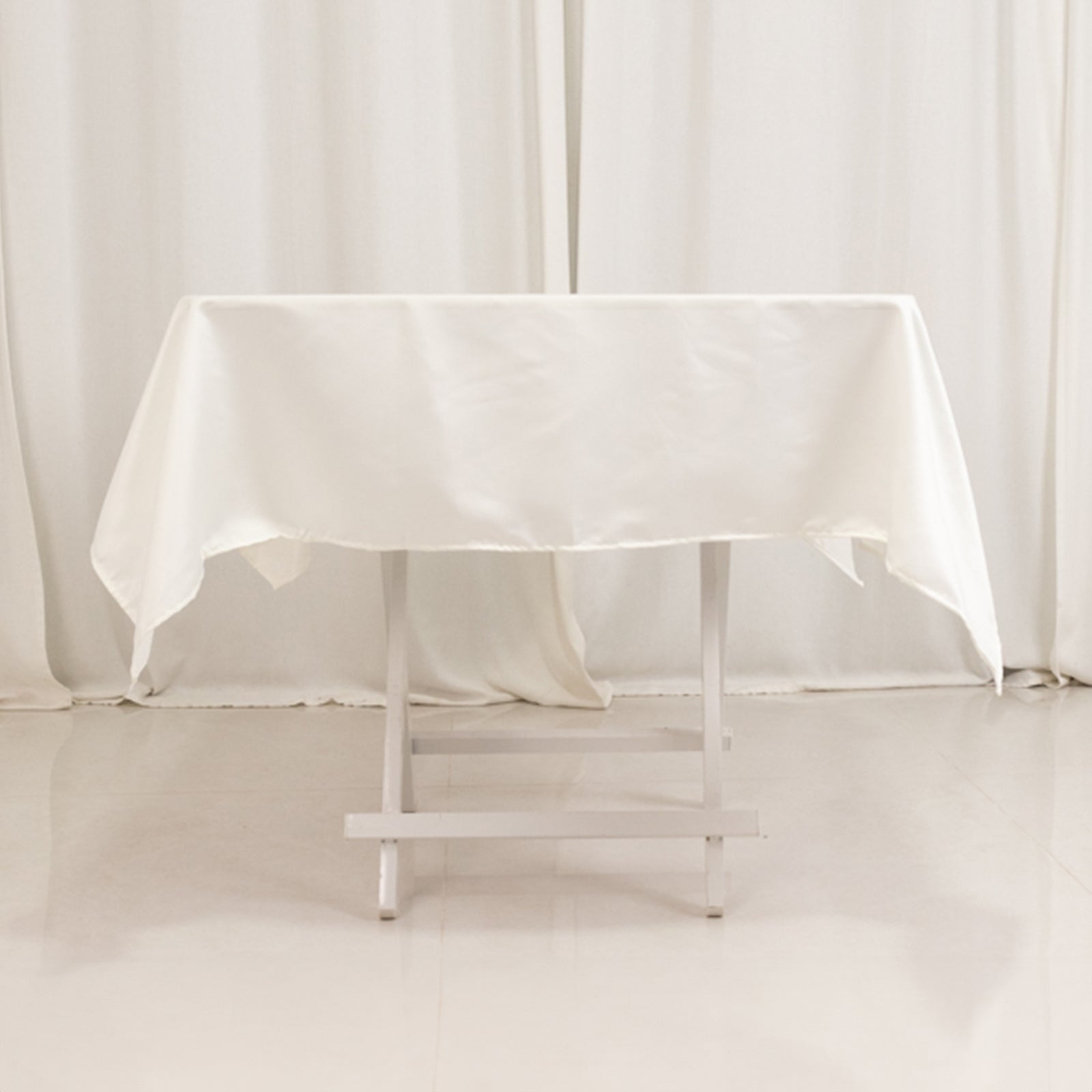 Lamour Satin 54x54 Square Tablecloth Ivory - Durable & Silk-Like Table Cover