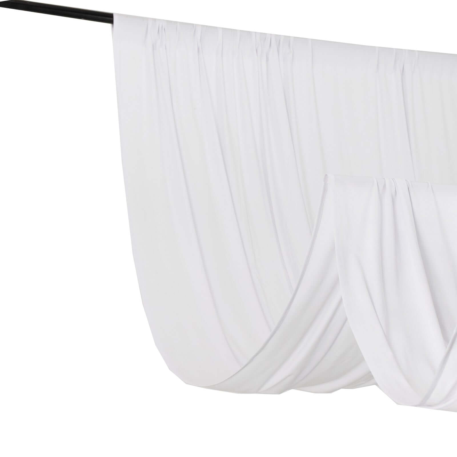 White 4-Way Stretch Spandex Event Curtain Drapes, Wrinkle Free Backdrop Event Panel with Rod Pockets - 5ftx14ft