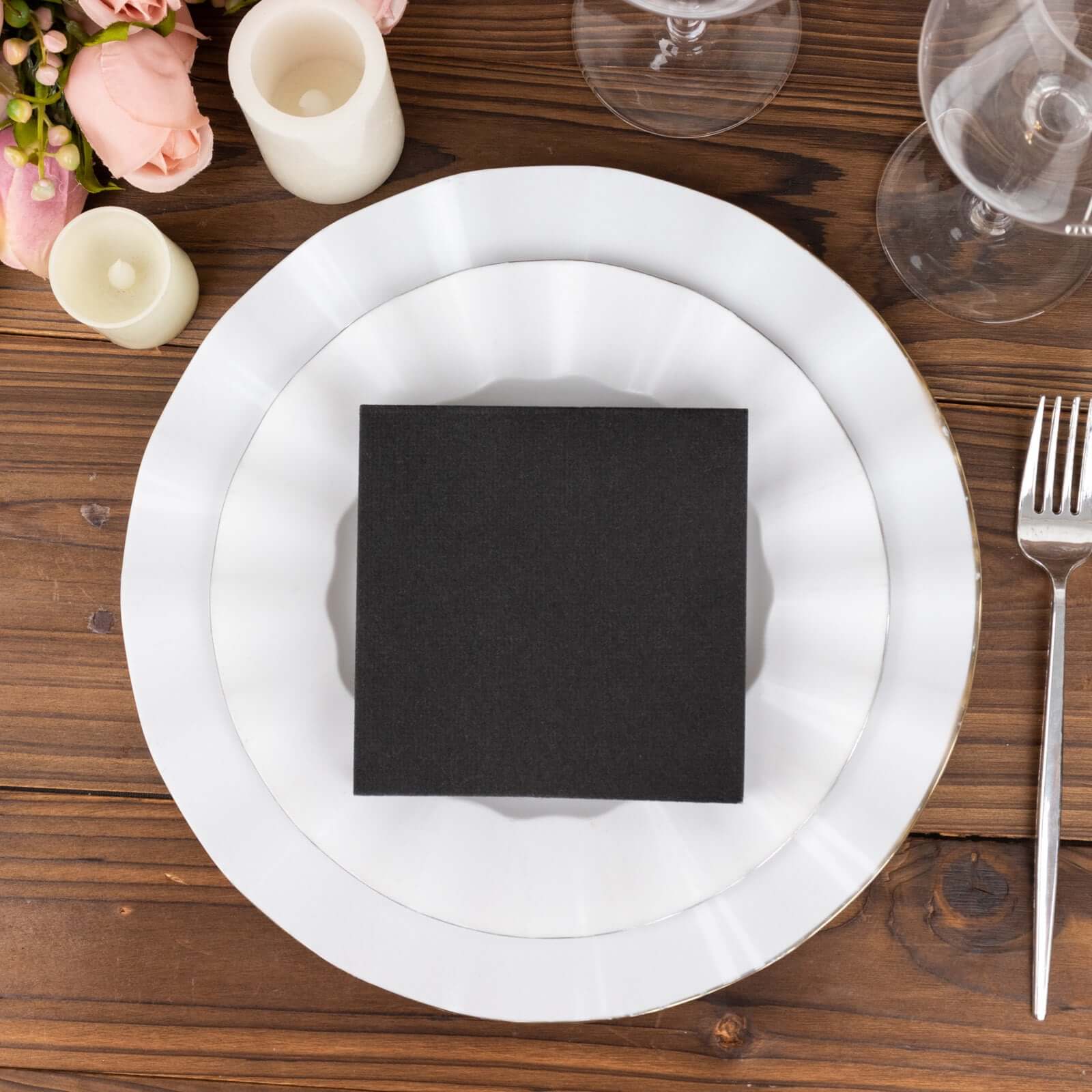 20-Pack Paper Linen-Like Cocktail Napkins Black - Disposable 5x5 Airlaid Soft Napkins for Events