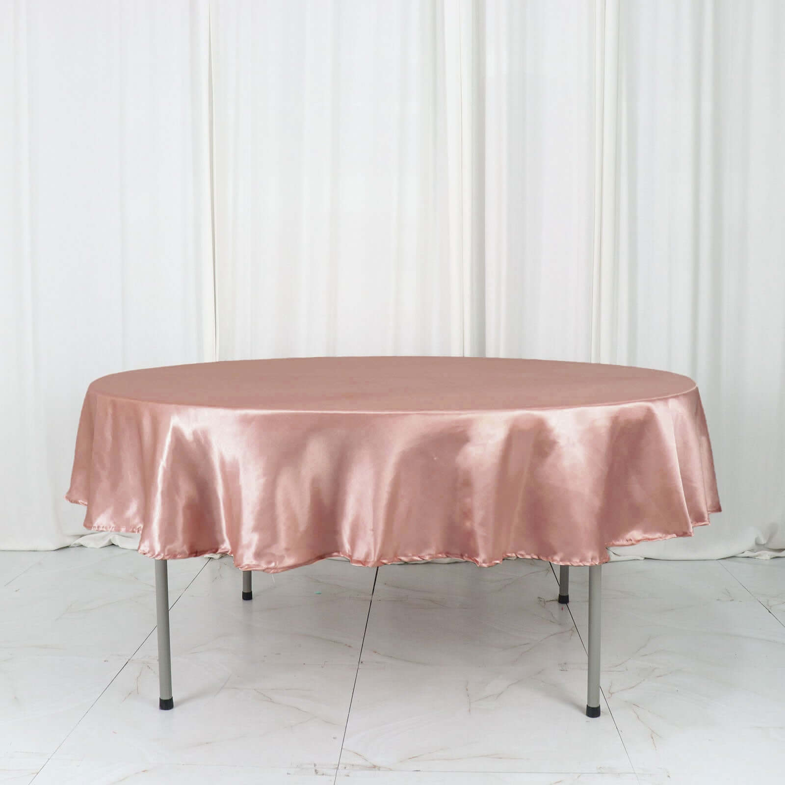 Satin 90 Round Tablecloth Dusty Rose - Smooth and Lustrous Table Cover