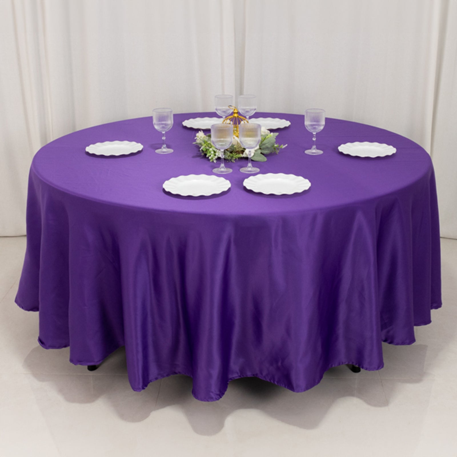 Lamour Satin 108 Round Tablecloth Purple - Durable & Silk-Like Table Cover