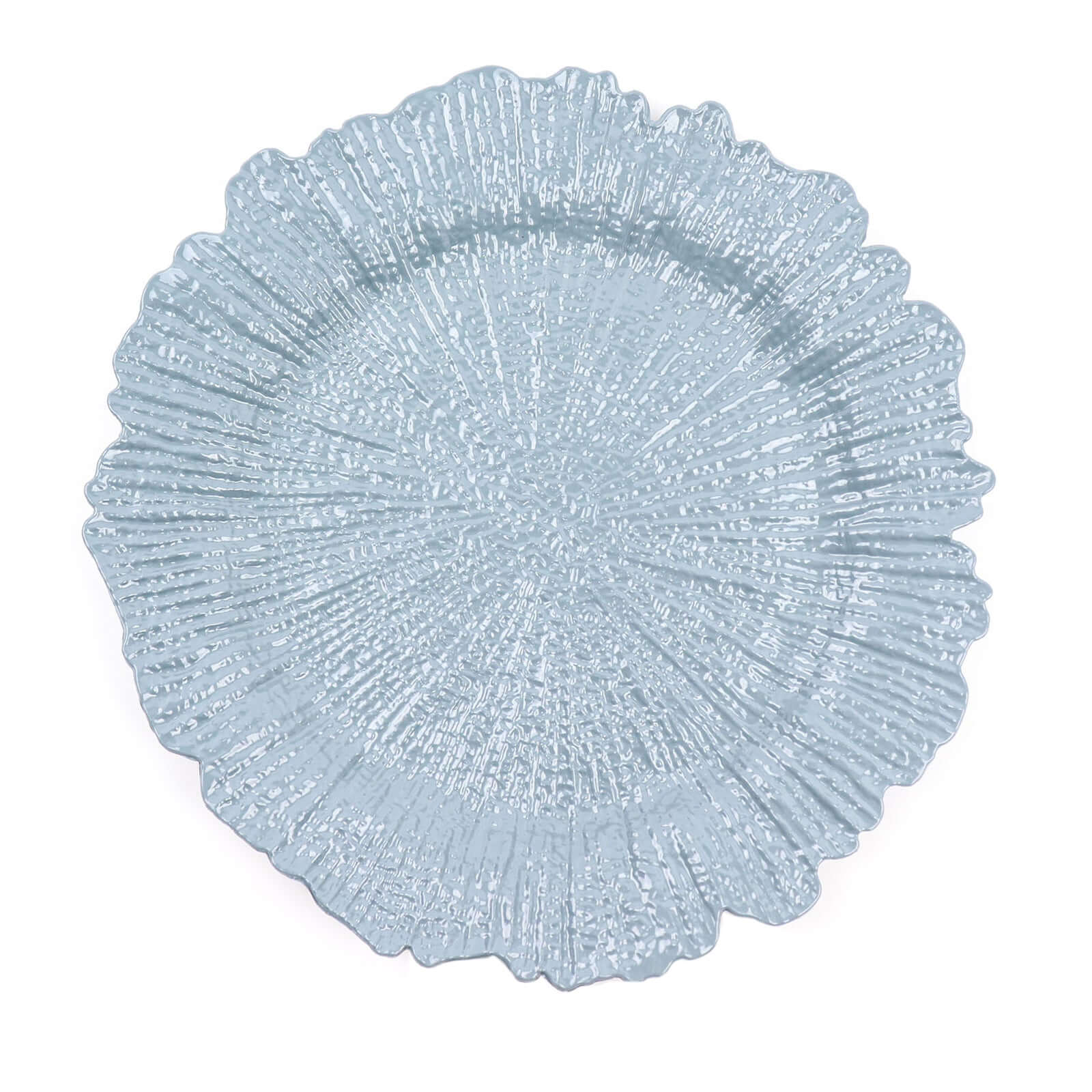 6-Pack Acrylic Plastic Round Charger Plates 13 in Dusty Blue with Reef Design, Dinner Charger Tableware