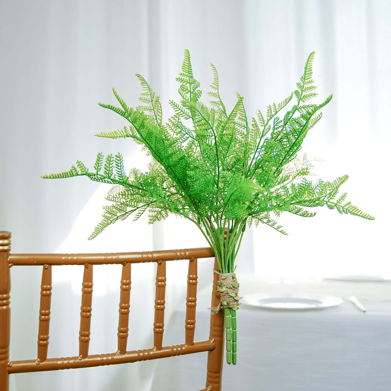 2 Stems Green Artificial Asparagus Fern Leaf Plant Indoor Faux Spray