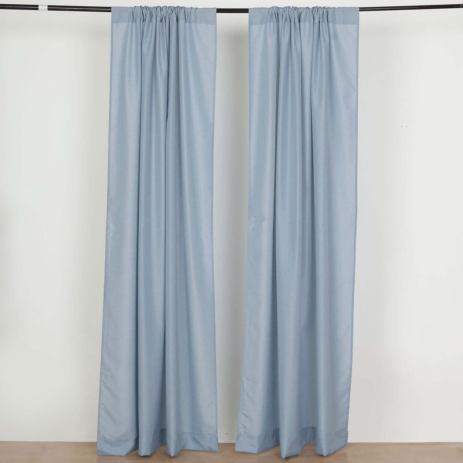 2 Pack Dusty Blue Polyester Event Curtain Drapes, 10ftx8ft Backdrop Event Panels With Rod Pockets 130 GSM