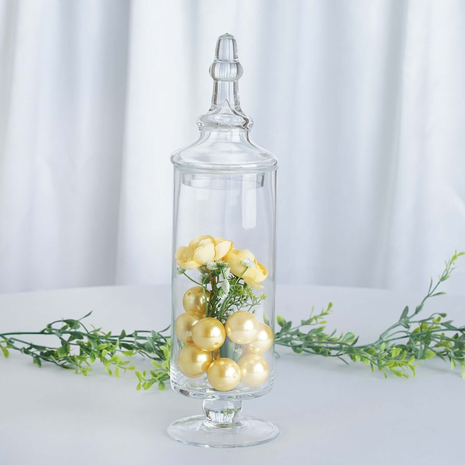 Set of 3 Glass Candy Jars Modern Apothecary Design Clear with Snap-On Lids - Stylish Party Favor Containers 9/13/14