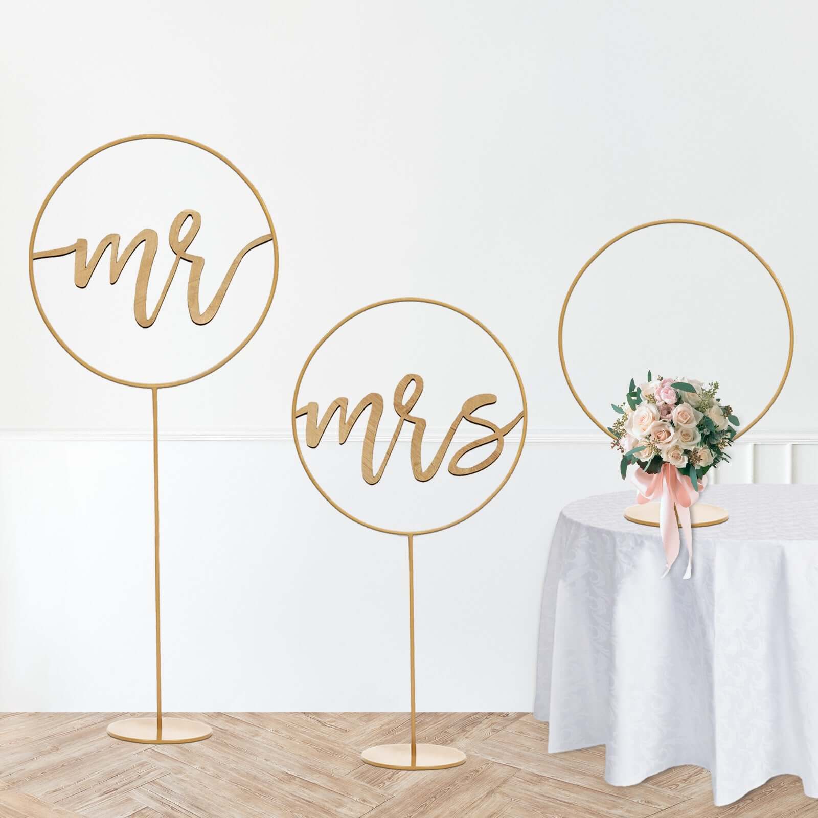 7ft Gold Balloon Column With Hoop Flower Pillar Stand, Metal Arch Table Centerpiece - Height Adjustable