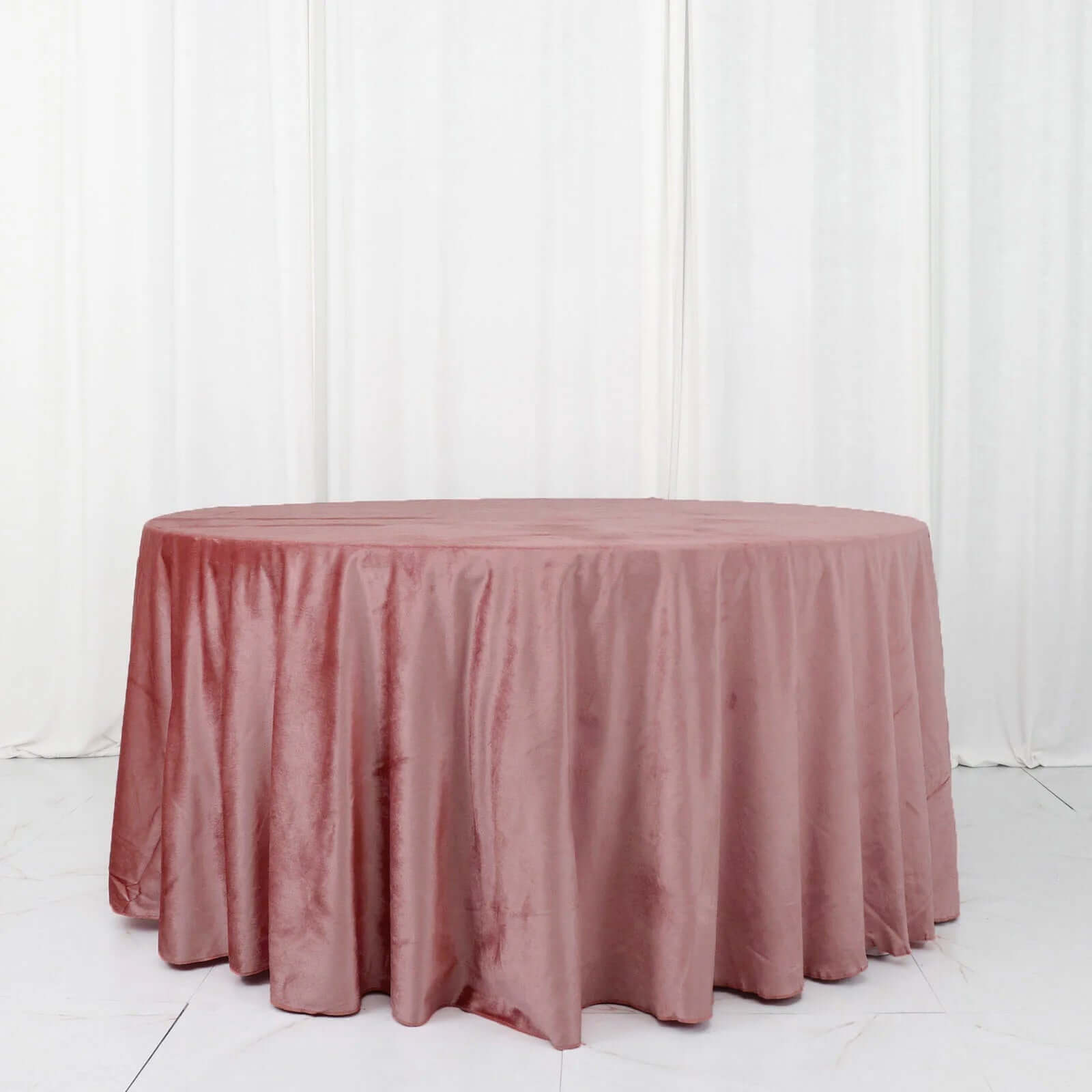 Premium Velvet 120 Round Tablecloth Dusty Rose - Reusable Soft & Seamless Table Cover