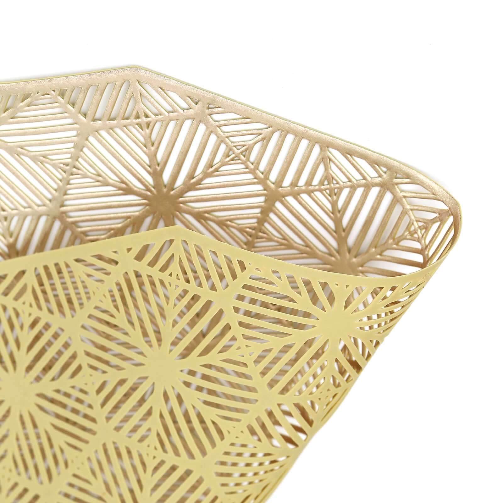 6-Pack Dining Table Mats Geometric Woven Design Gold - Vinyl Non-Slip Surface for Modern Table Settings 15