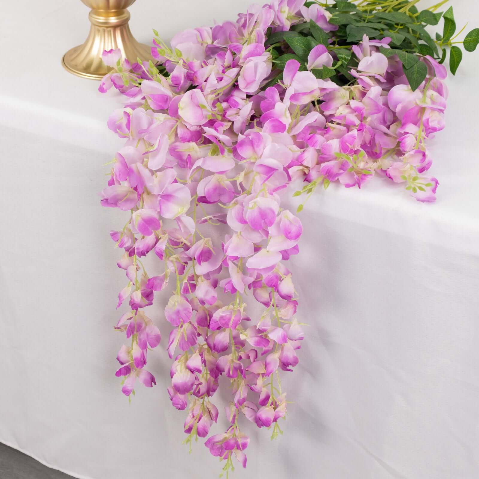 5 Pack 44 Silk Hanging Wisteria Flower Garland Vines in Lavender Lilac, 3 Strands in 1 Bush