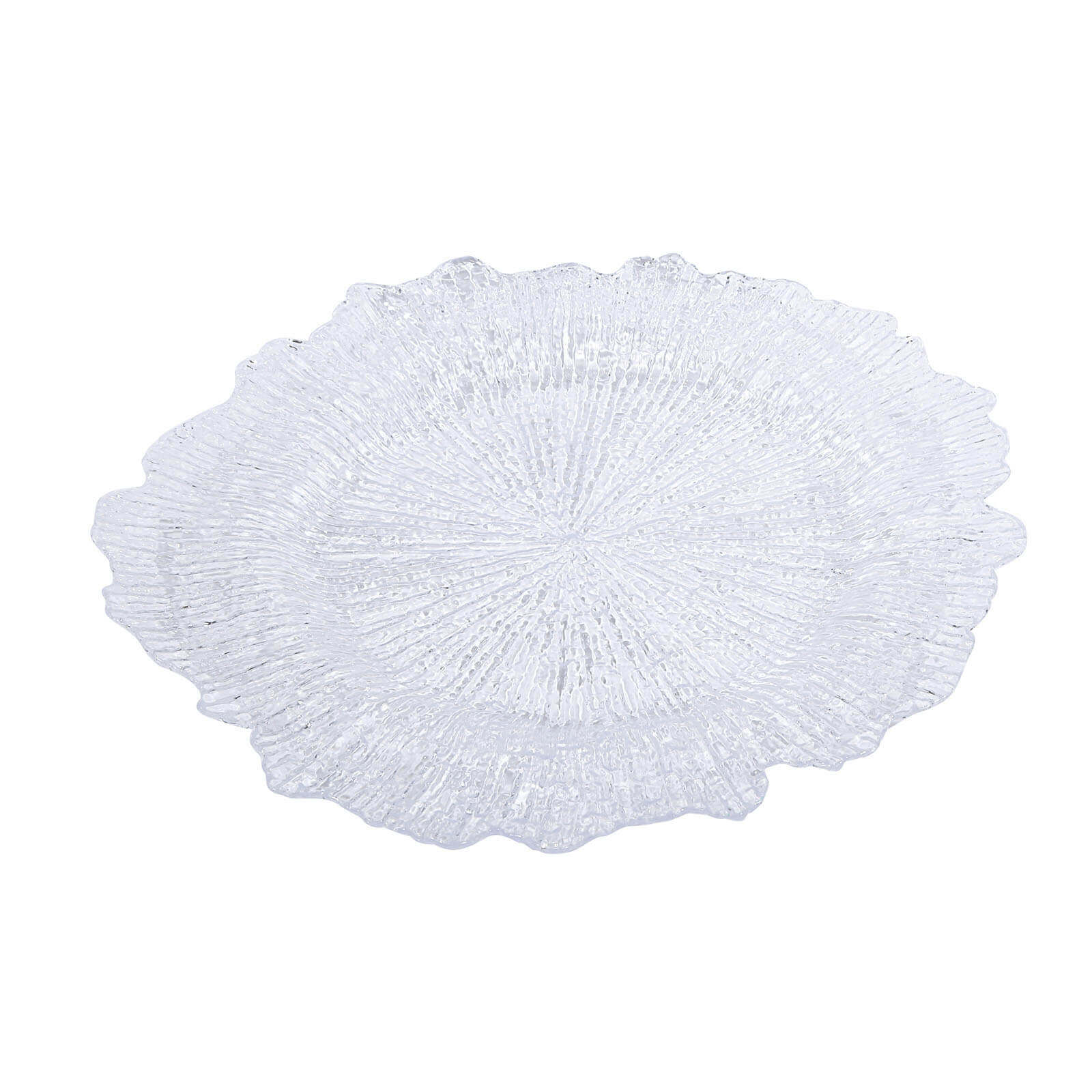 6-Pack Plastic Round Charger Plates 12 in Clear with Reef Design, Decorative Dinner Party Serving Plates