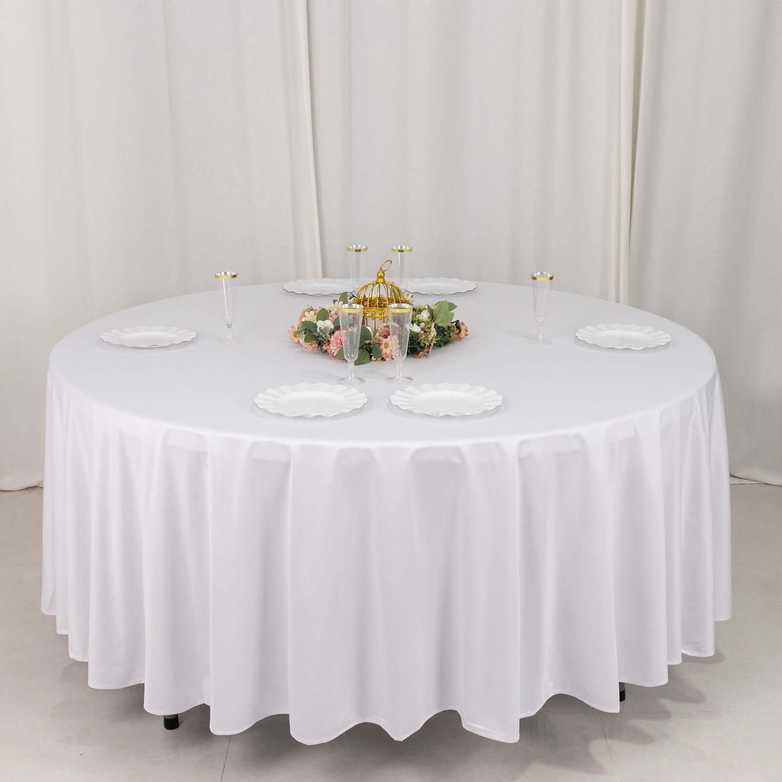 Premium Scuba Round 108 Tablecloth White - Wrinkle Free & Stain Resistant Table Cover for Exquisite Events