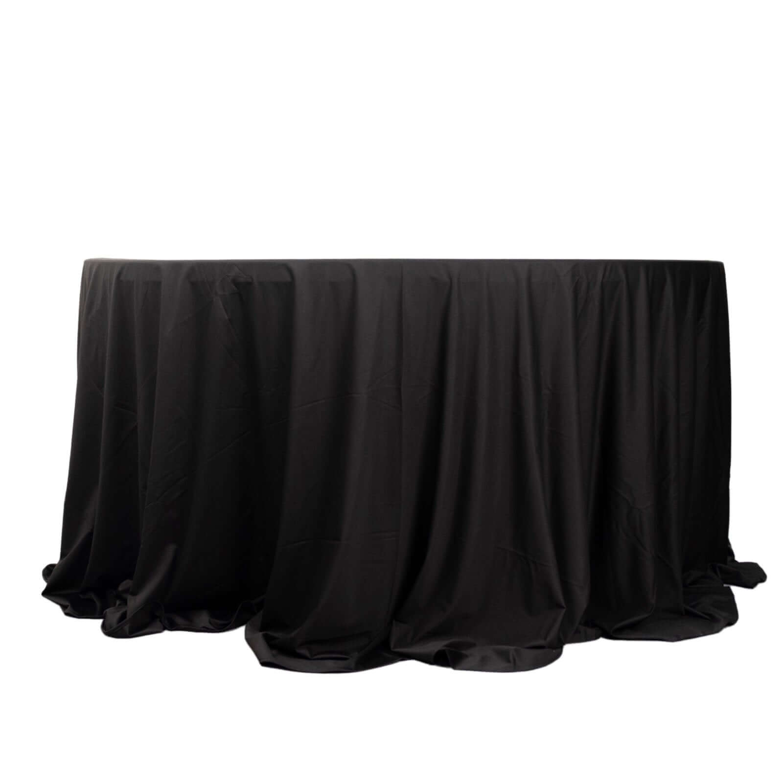 Premium Scuba Round 132 Tablecloth Black - Wrinkle Free & Stain Resistant Seamless Table Cover for Weddings & Events