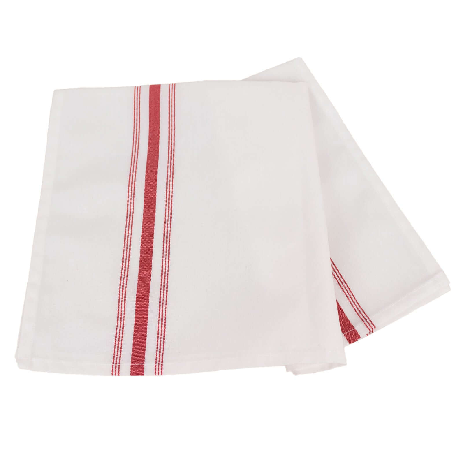 10 Pack Premium Spun Polyester 18x22 Napkins White/Red Bistro Style - Highly Absorbent Cotton-Like Feel Cloth Napkins