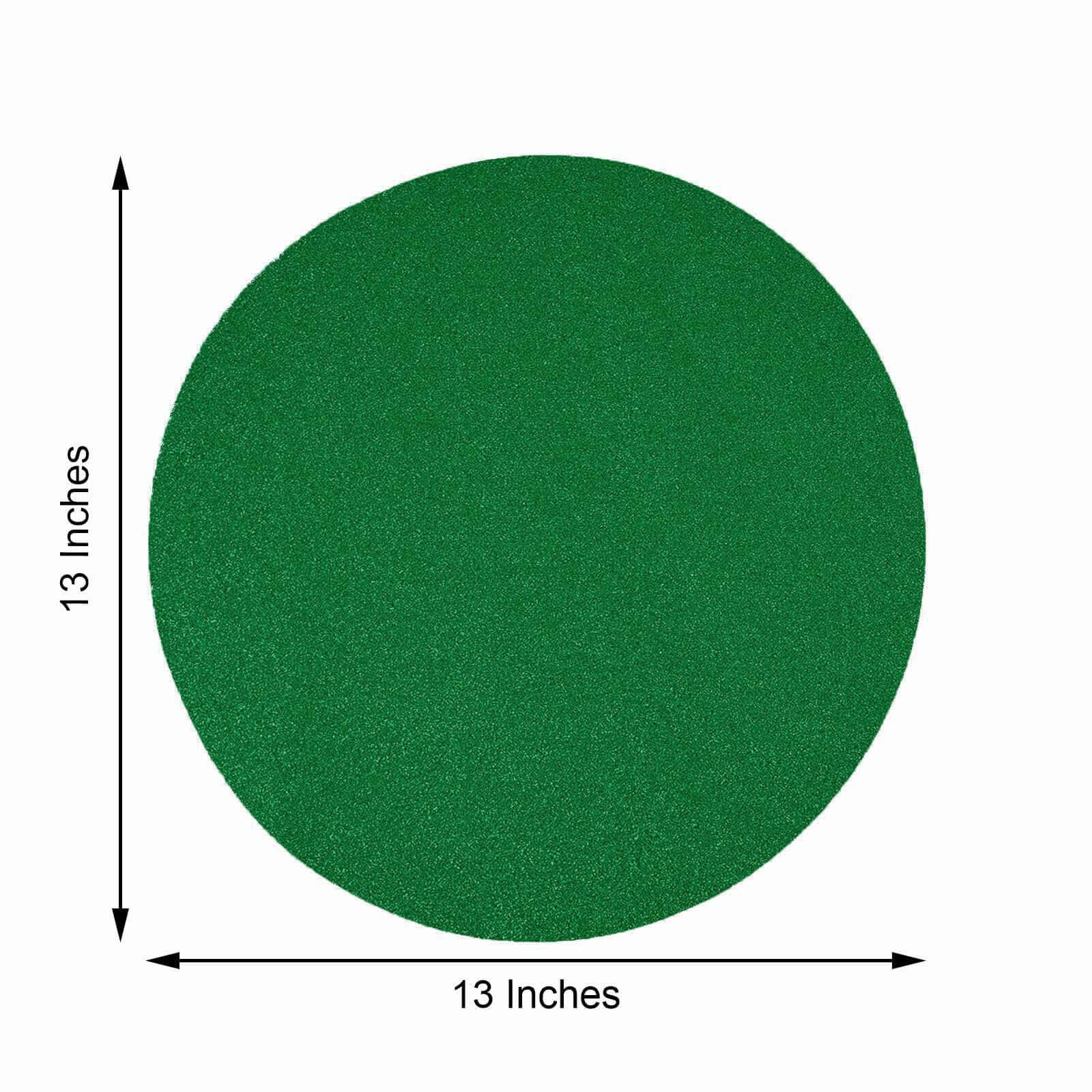 6-Pack Placemats Glitter Design Green Sparkle Round - Non-Slip Decorative Dining Table Mats 13