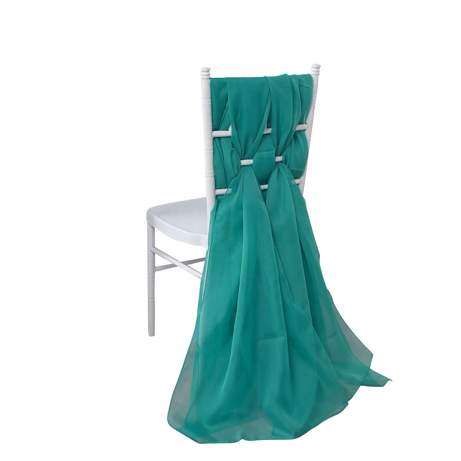 5 Pack Premium Chiffon Chair Sashes Turquoise - Soft & Lightweight Designer Chair Bows 22x78