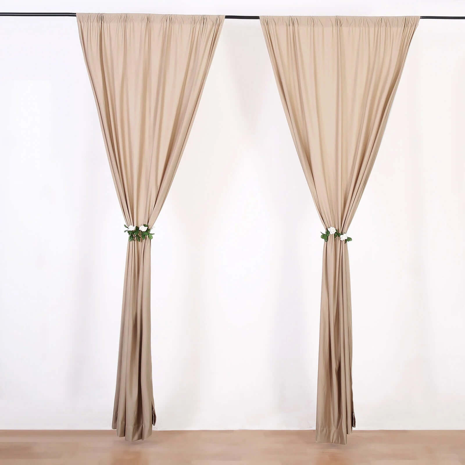 2 Pack Nude Scuba Polyester Event Curtain Drapes, Durable Flame Resistant Backdrop Event Panels Wrinkle Free with Rod Pockets - 10ftx10ft