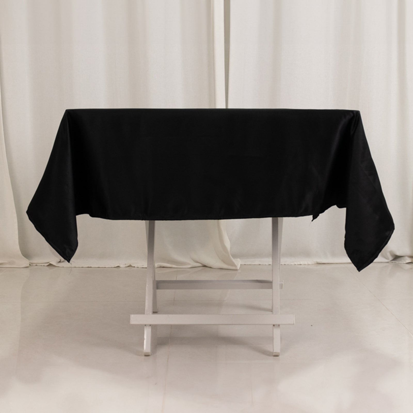 Lamour Satin 54x54 Square Tablecloth Black - Durable & Silk-Like Table Cover for Weddings & Parties