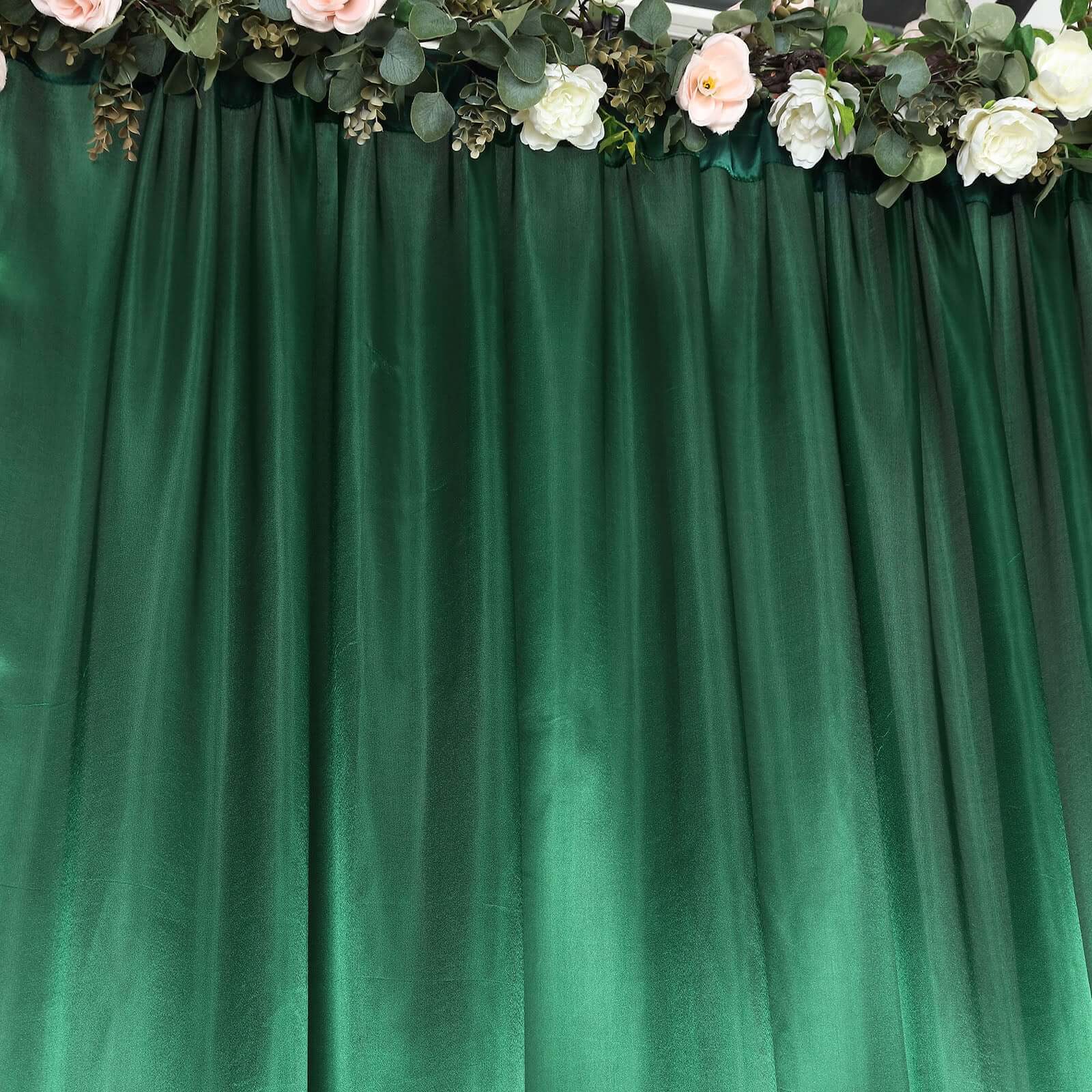 8ftx10ft Hunter Emerald Green Satin Event Curtain Drapes, Backdrop Event Panel