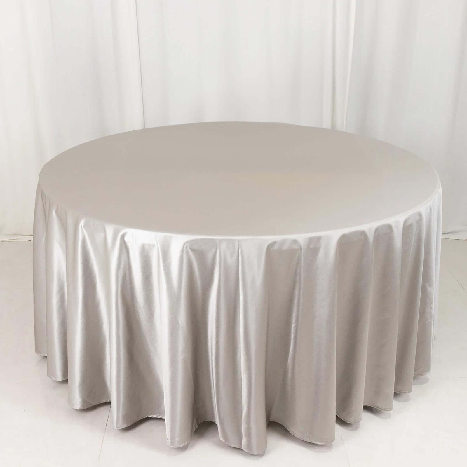 Premium Scuba Round 120 Tablecloth Shimmering Silver - Wrinkle Free, Stain Resistant & Seamless Table Cover