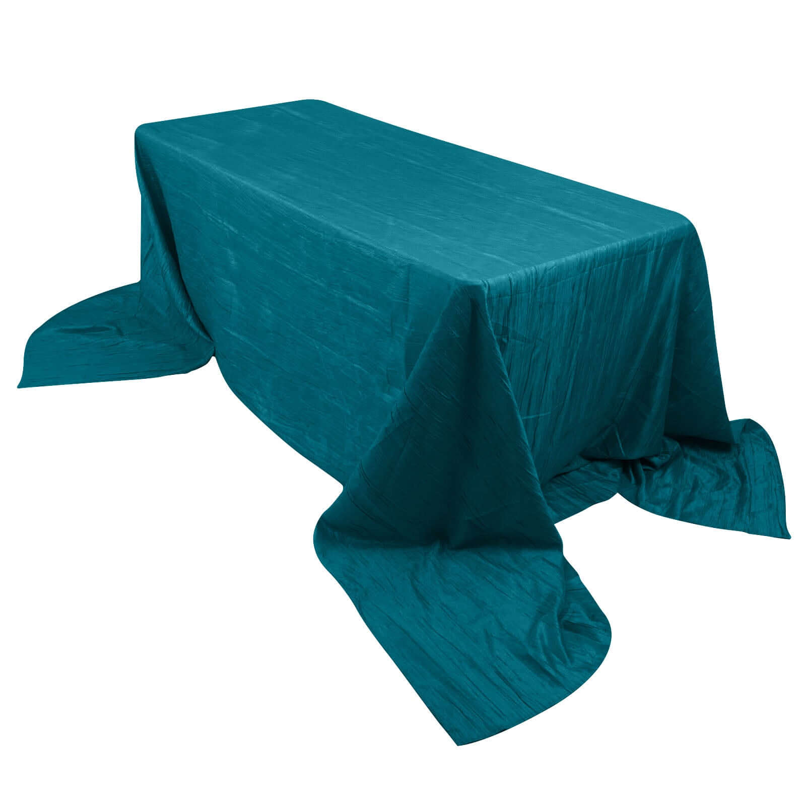 Taffeta 90x156 Rectangle Tablecloth Teal - Accordion Crinkle Seamless Table Cover