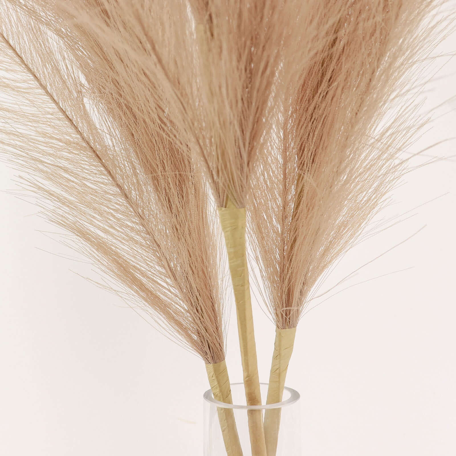 3 Stems Artificial Pampas Grass Decor Taupe - Soft Realistic Faux Ornamental Grass Branches for Rustic Boho Chic Backdrops Floral Styling & Vase Displays 44