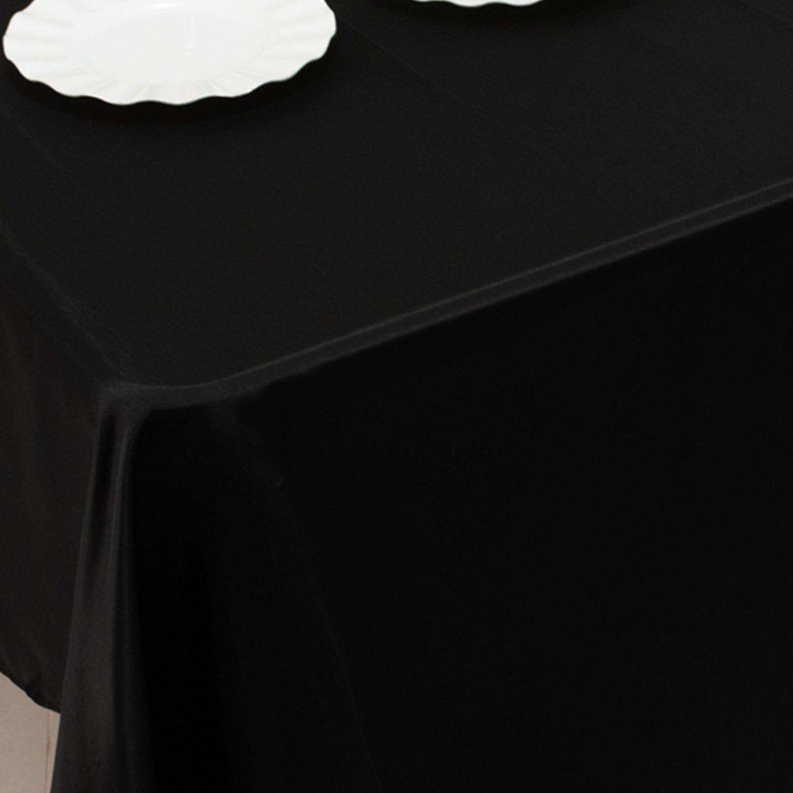 Lamour Satin 60x126 Rectangle Tablecloth Black - Soft & Silk-Like Table Cover for Upscale Dining