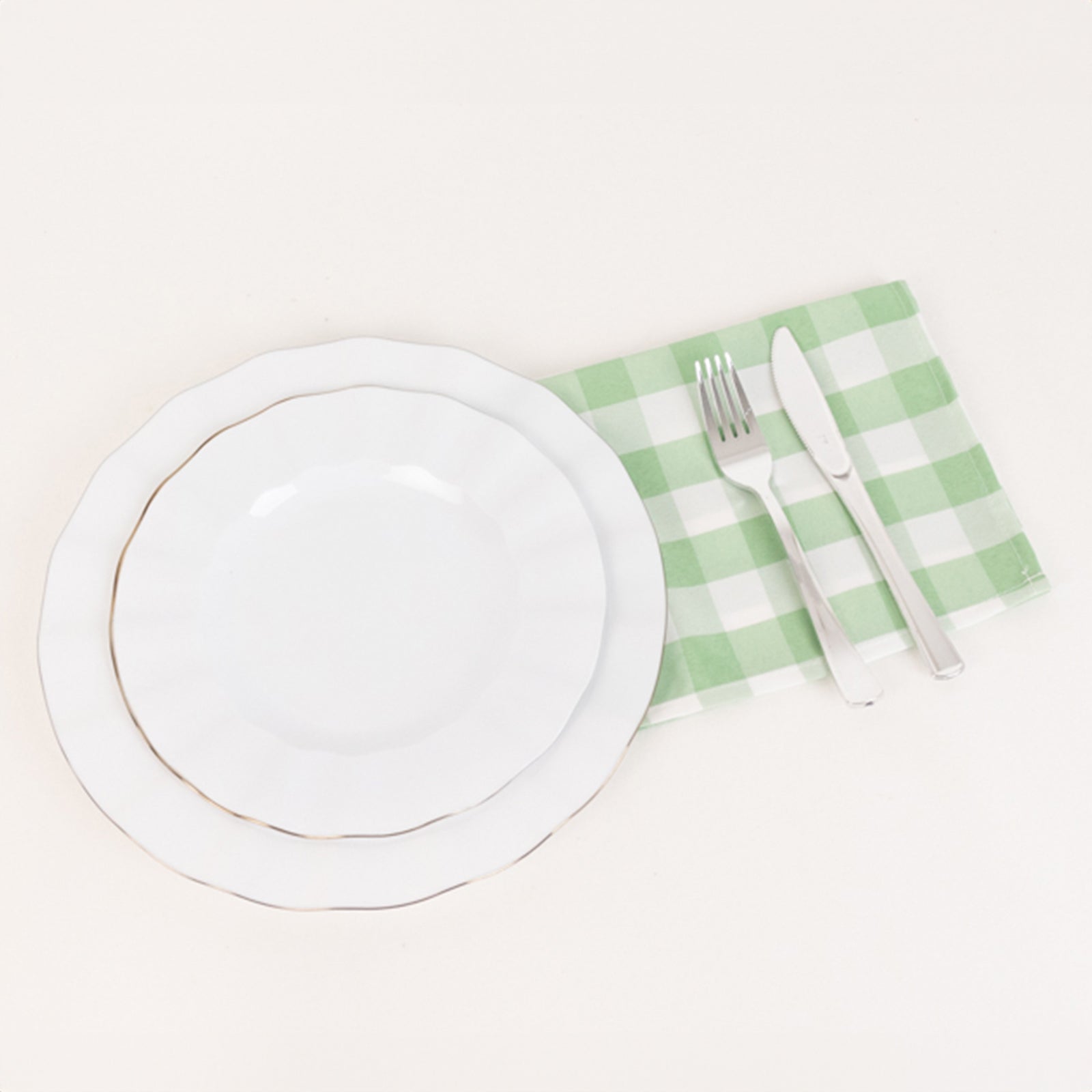 5 Pack Polyester 15x15 Napkins Sage Green/White Buffalo Plaid Gingham Style Cloth Napkins