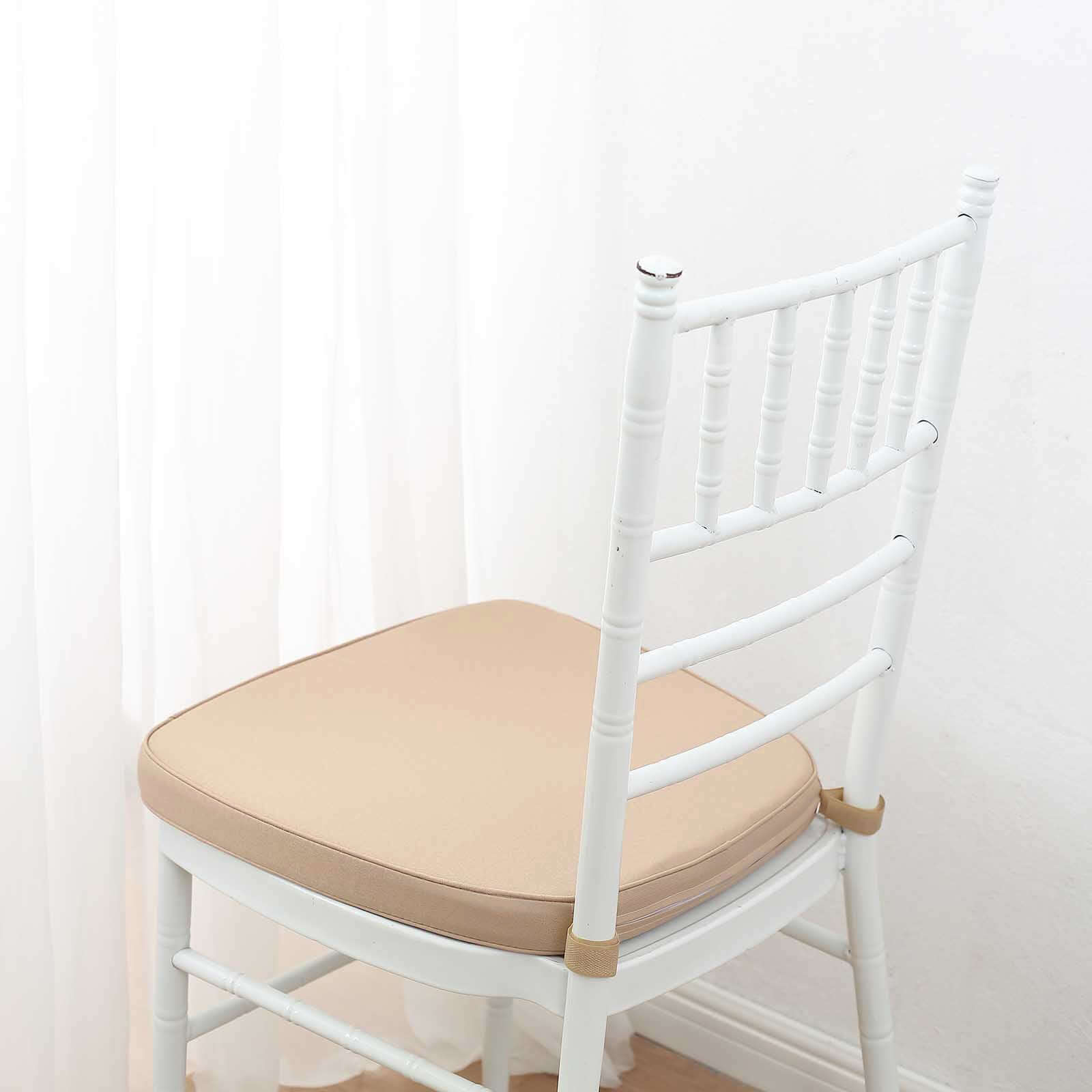 Chiavari Chair Cushion with 1.5 Thick Memory Foam and Ties Nude - Stylish Removable Cover for Comfort