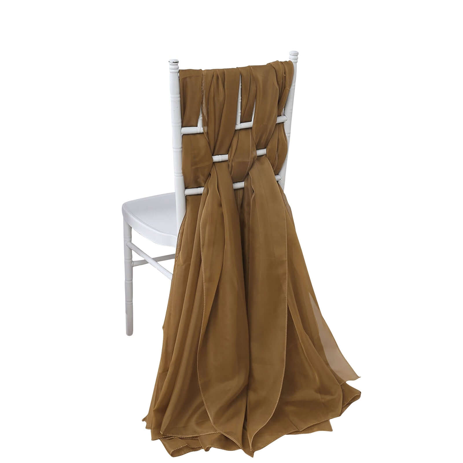 5 Pack Premium Chiffon Chair Sashes Gold - Soft & Lightweight Designer Chair Bows for Stylish DIY Chair Accents 22x78