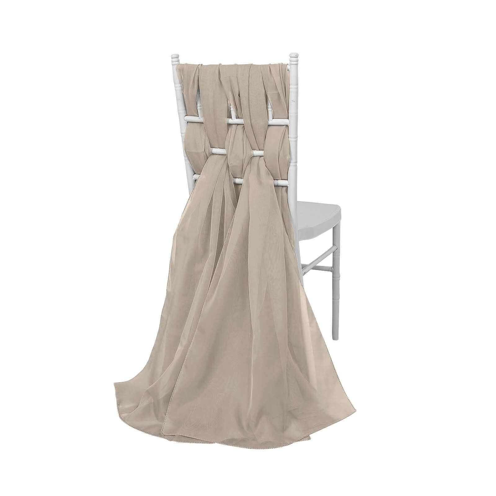 5 Pack Natural DIY Premium Designer Chiffon Chair Sashes - 22x78