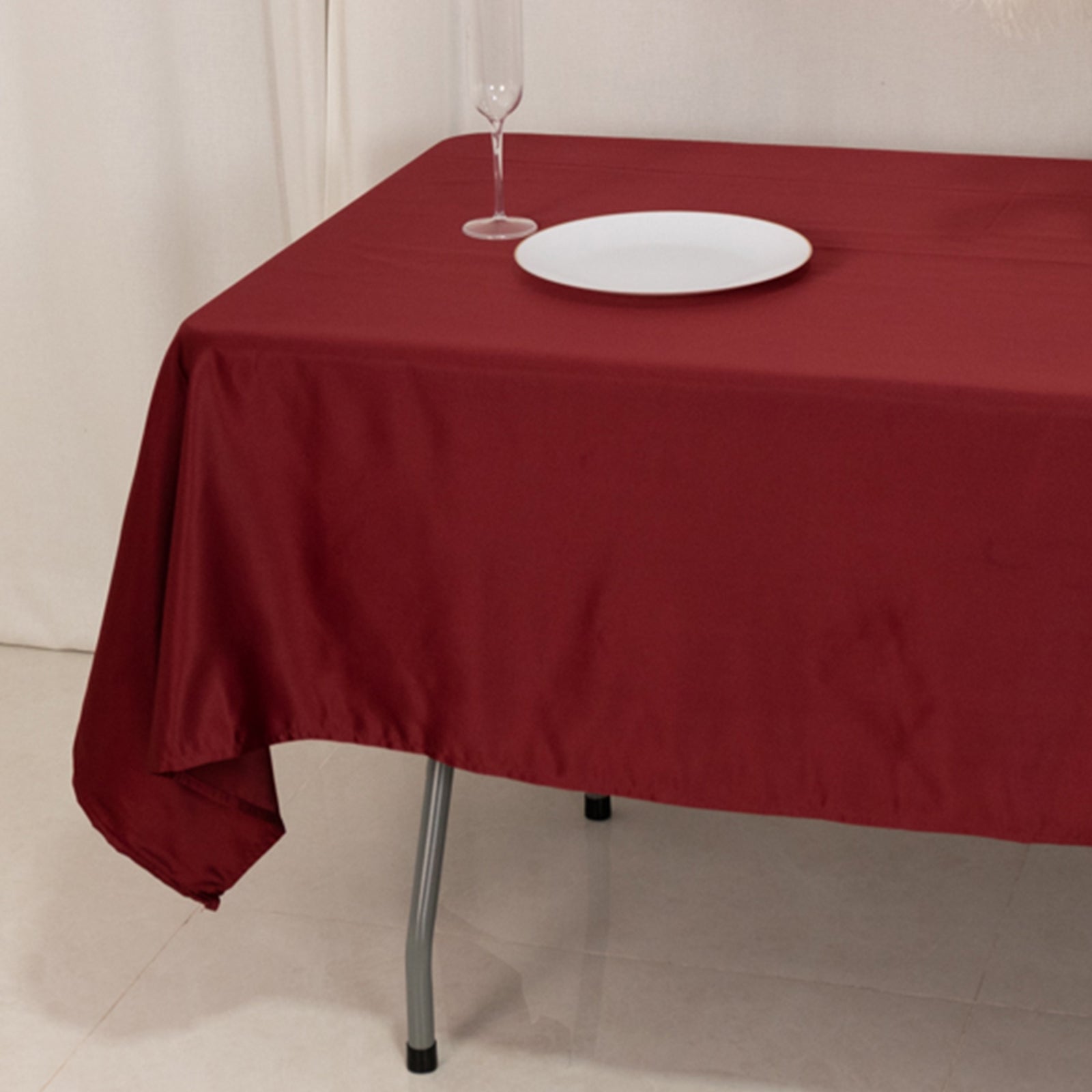 Lamour Satin 60x102 Rectangle Tablecloth Burgundy - Durable & Silky Soft Feel Table Cover