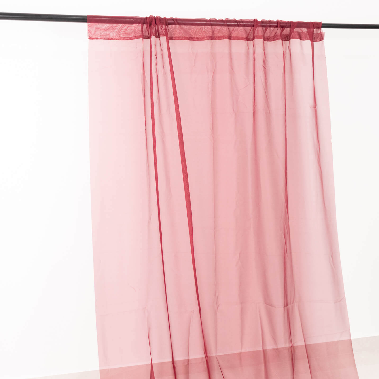 5ftx32ft Premium Burgundy Chiffon Curtain Panel, Durable Flame Resistant Backdrop Ceiling Drapery With Rod Pocket