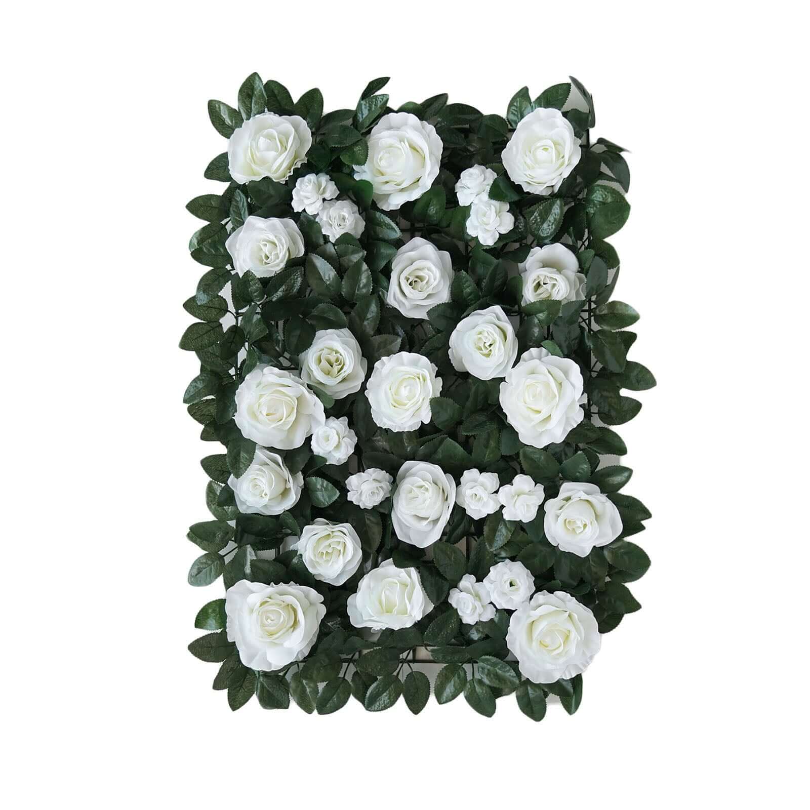 3 Sq ft. Easy-Install White Silk Rose Flower Mat Wall Panel Backdrop