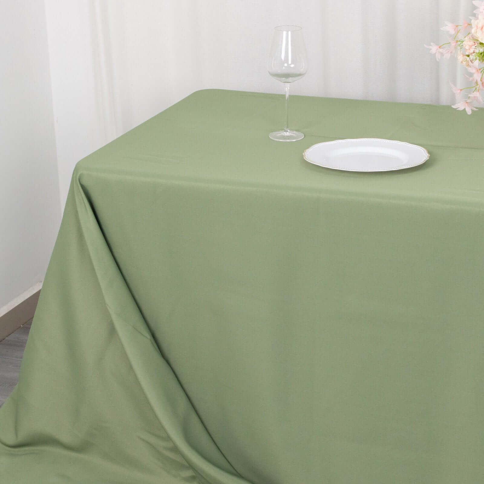 Premium Polyester 90x156 Rectangle Tablecloth Dusty Sage Green - Seamless 220GSM Stain-Resistant Table Cover