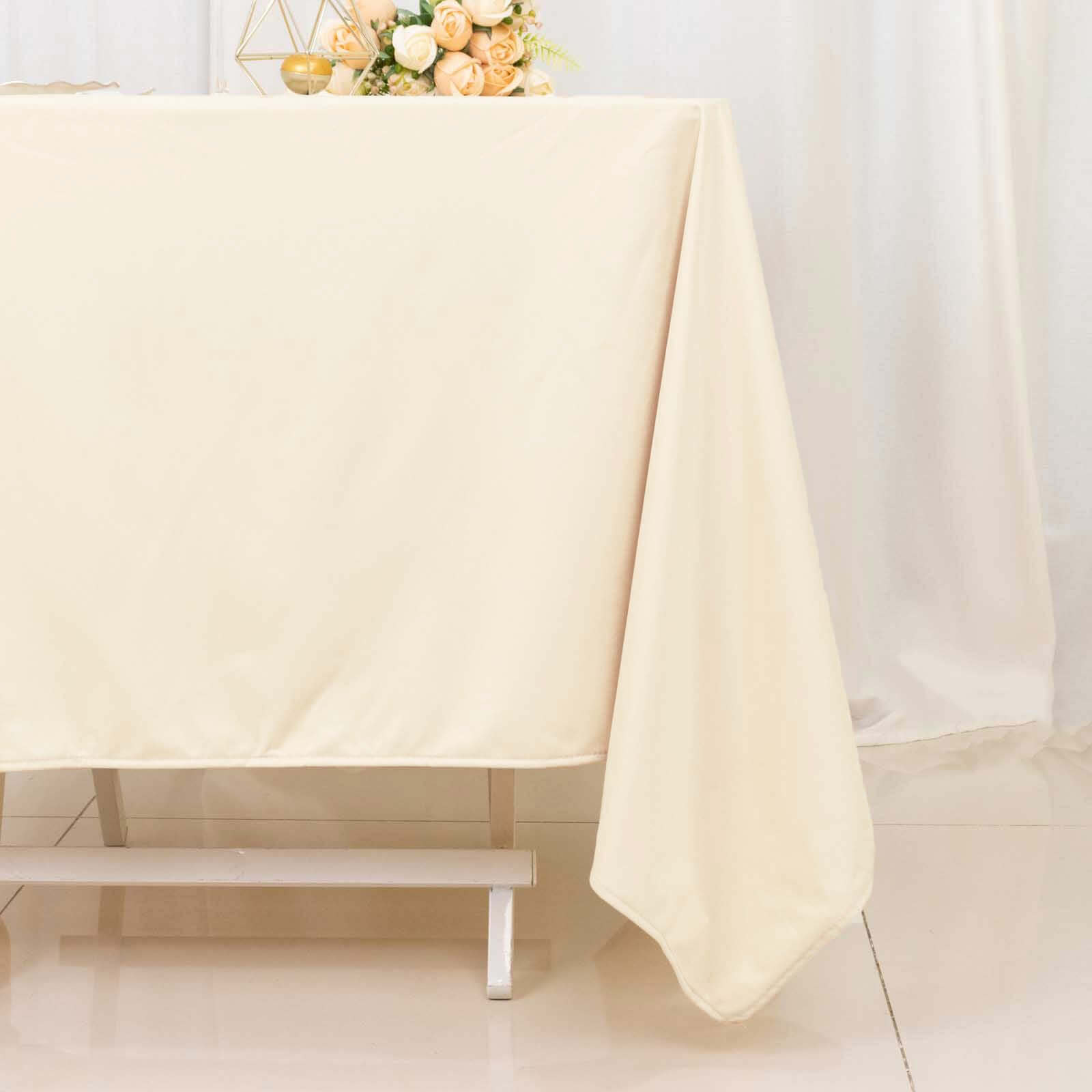 Premium Scuba Square 70x70 Tablecloth Beige - Wrinkle Free & Stain Resistant Table Cover