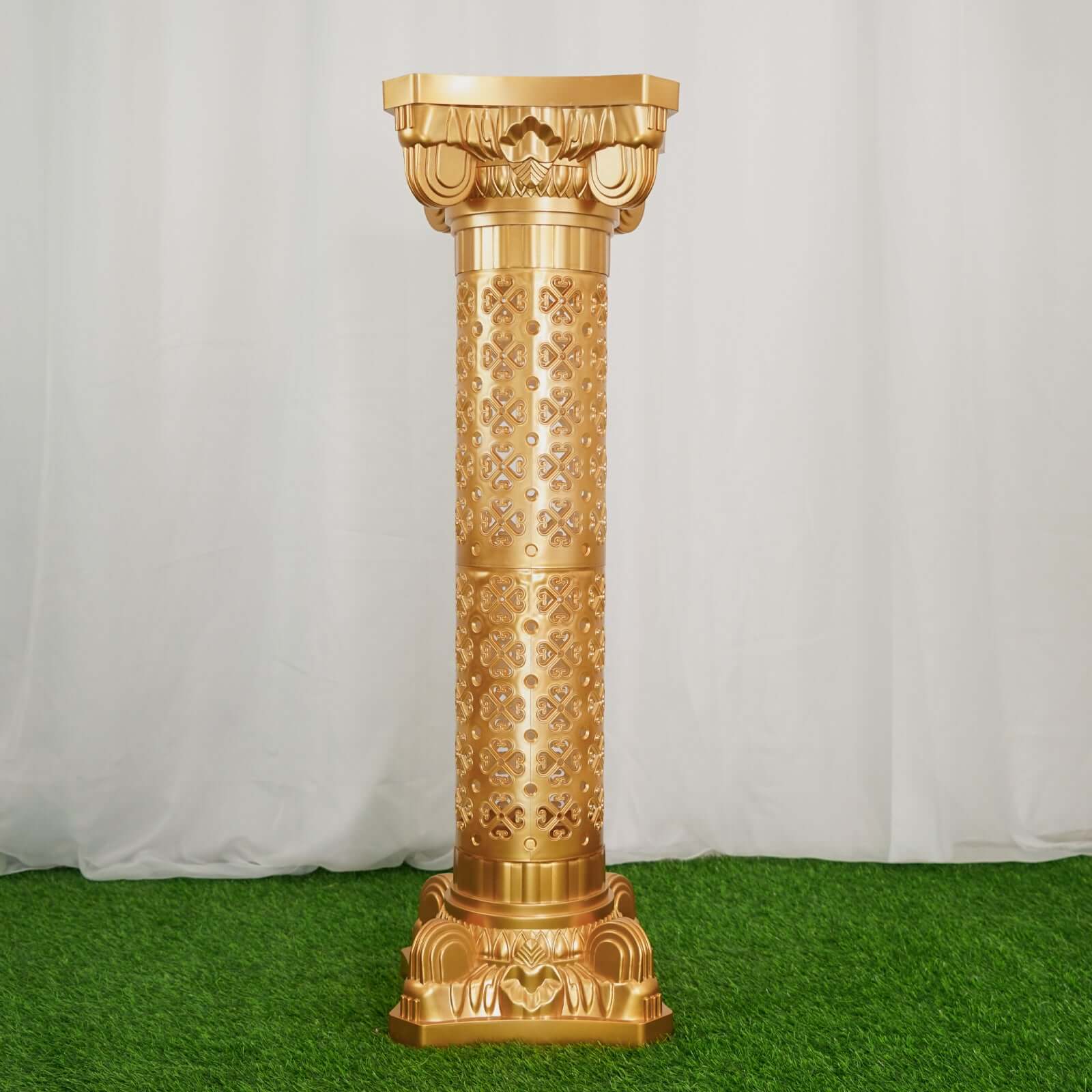 4 Pack Gold Crafted Venetian Inspired Pedestal Stand Plant Pillar - 40 Tall PVC