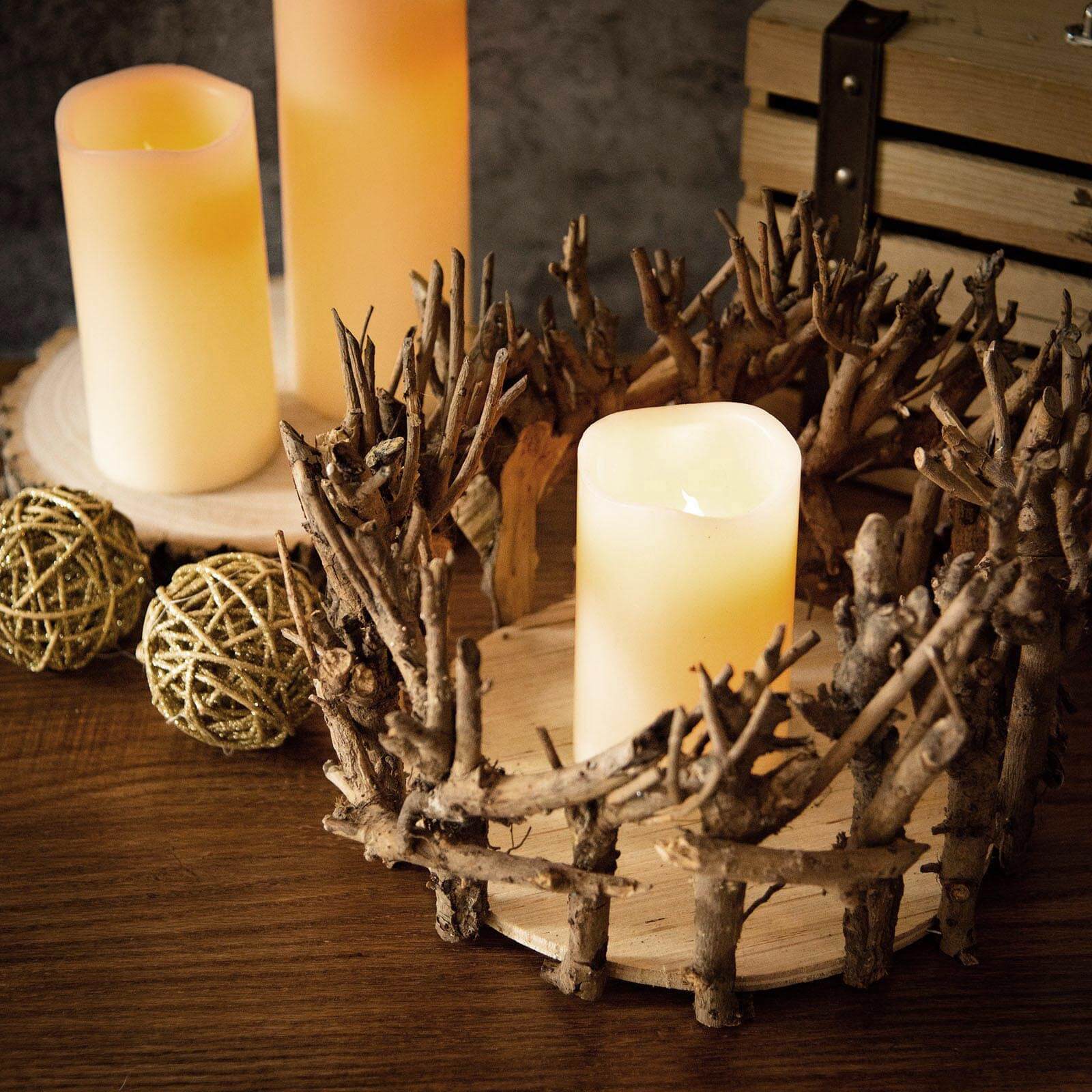 Natural Wooden Candle Holder Centerpiece - Rustic Mini Flower Vase for Events & Tables 6