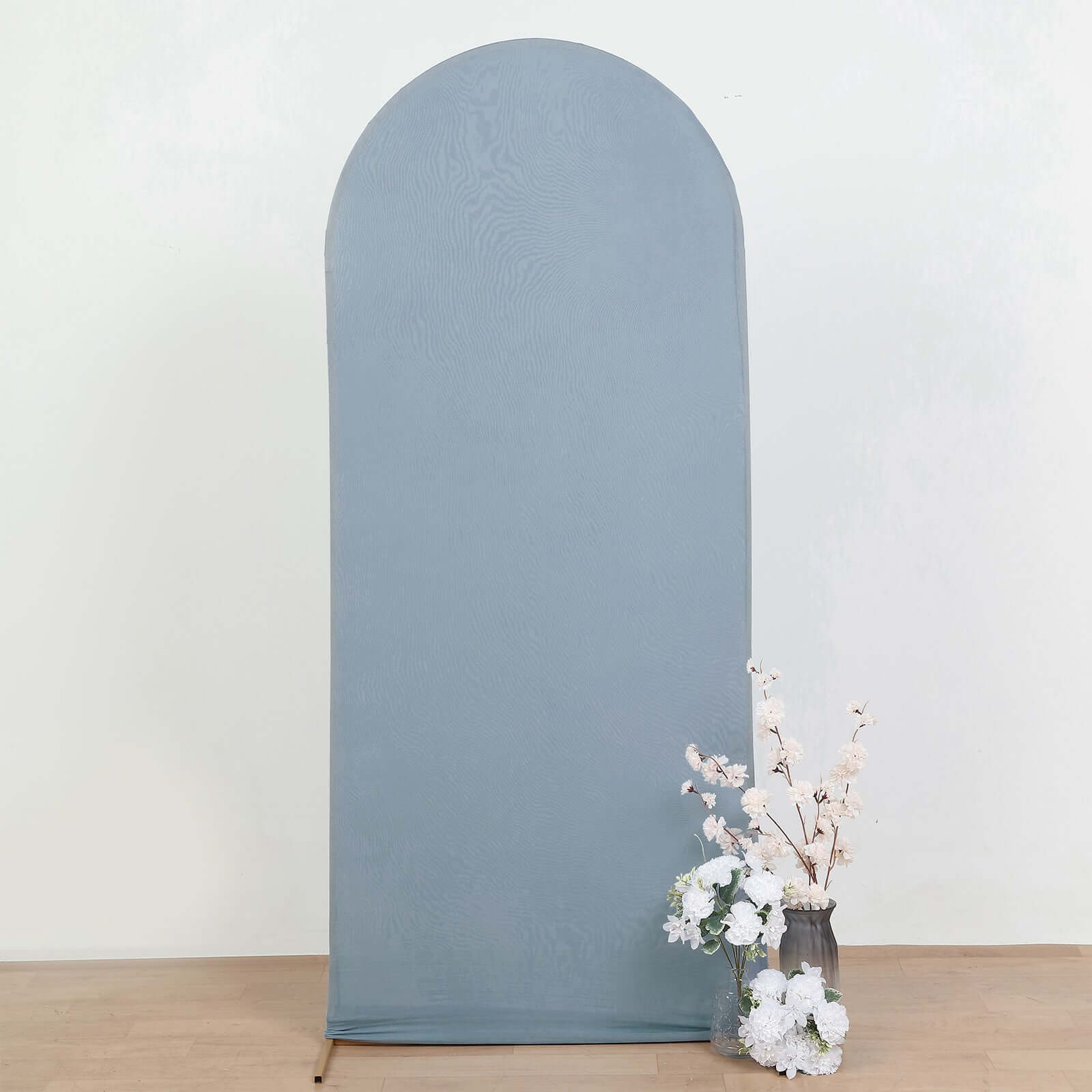 6ft Matte Dusty Blue Spandex Fitted Chiara Backdrop Stand Cover For Round Top Wedding Arch