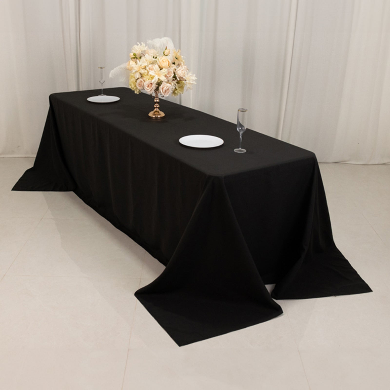 Cotton Blend 90x156 Rectangle Tablecloth Black - Seamless Wrinkle-Resistant Table Cover