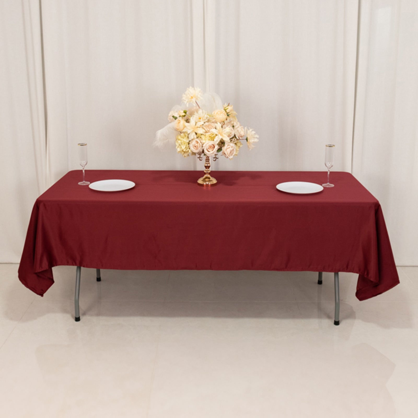 Lamour Satin 60x102 Rectangle Tablecloth Burgundy - Durable & Silky Soft Feel Table Cover