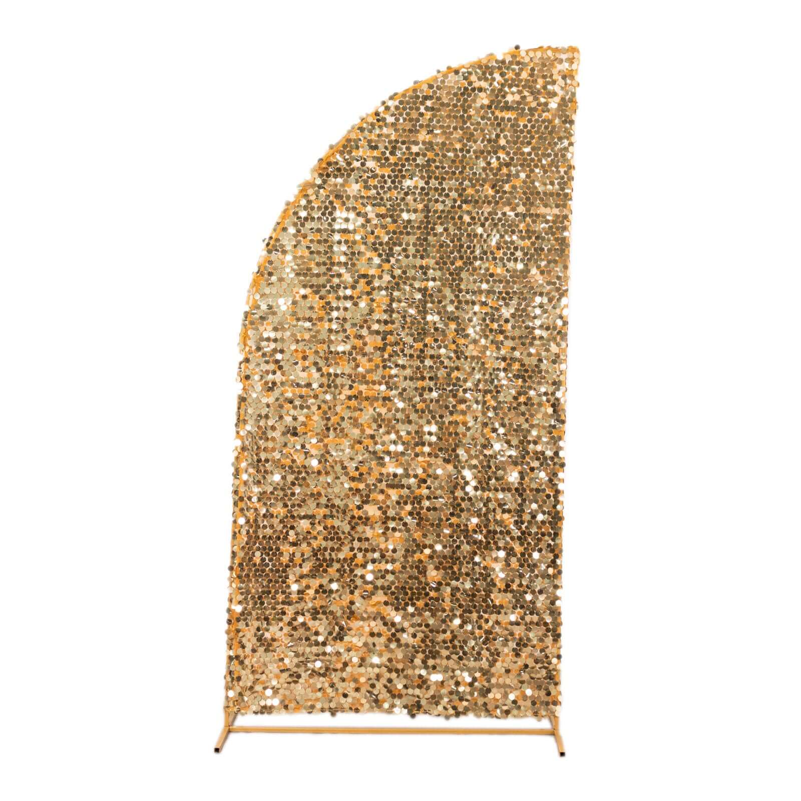 7ft Gold Double Sided Big Payette Sequin Chiara Wedding Arch Cover For Half Moon Backdrop Stand