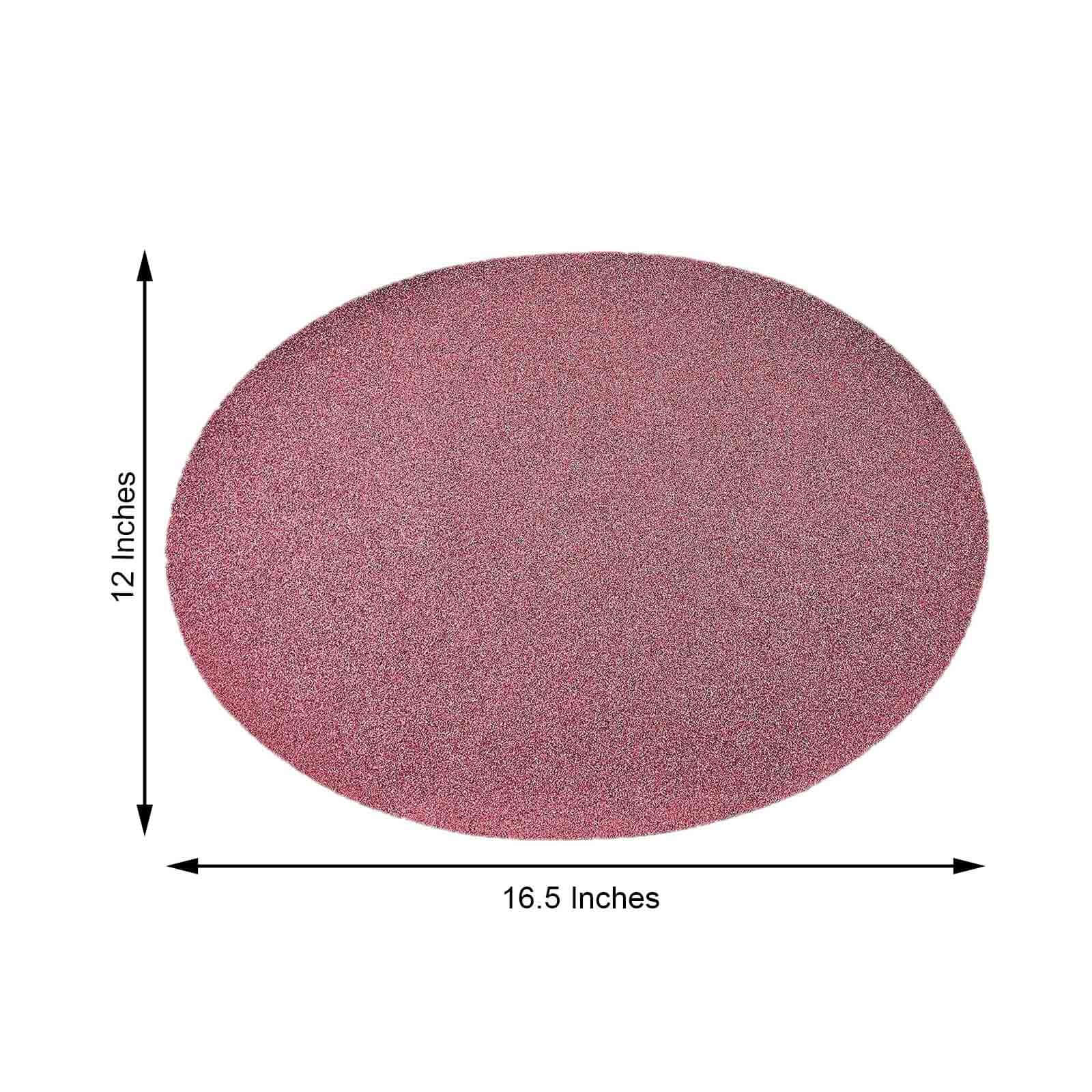 6-Pack Placemats Glitter Design Coral Sparkle Oval - Non-Slip Decorative Table Mats for Dining 12x18