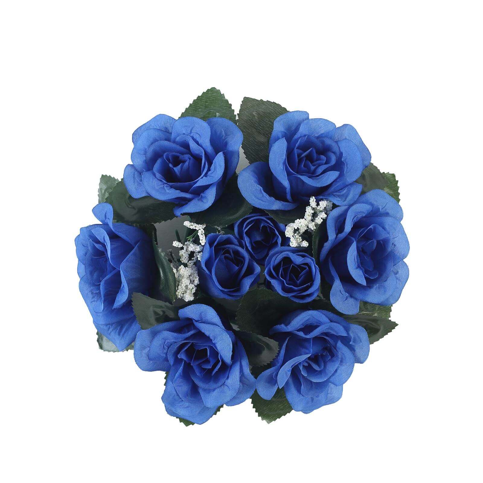 4 Pack 3 Royal Blue Artificial Silk Rose Flower Candle Ring Wreaths