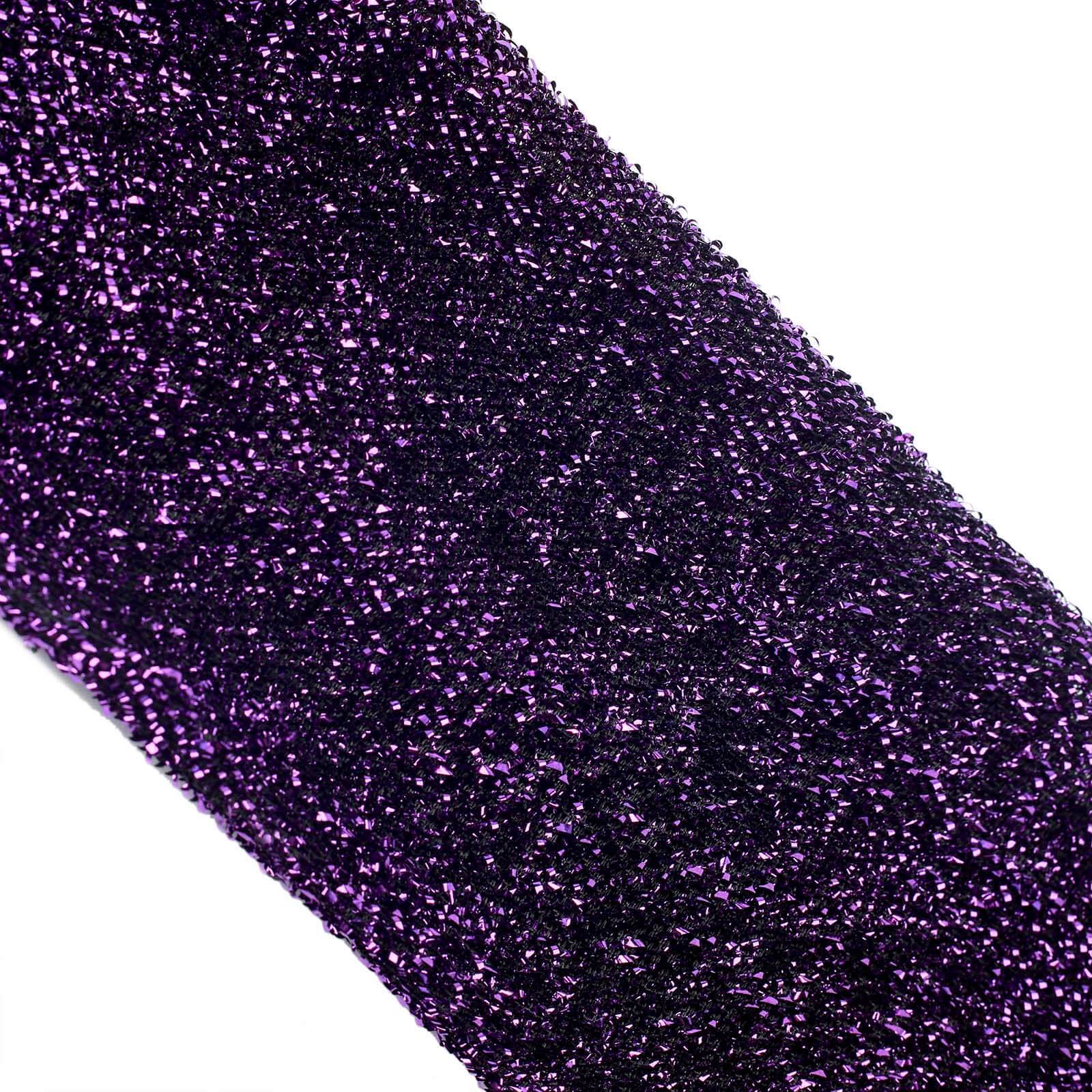 5 Pack Metallic Shimmer Tinsel Spandex Chair Sashes Purple - Durable and Reusable Stretch Chair Bands