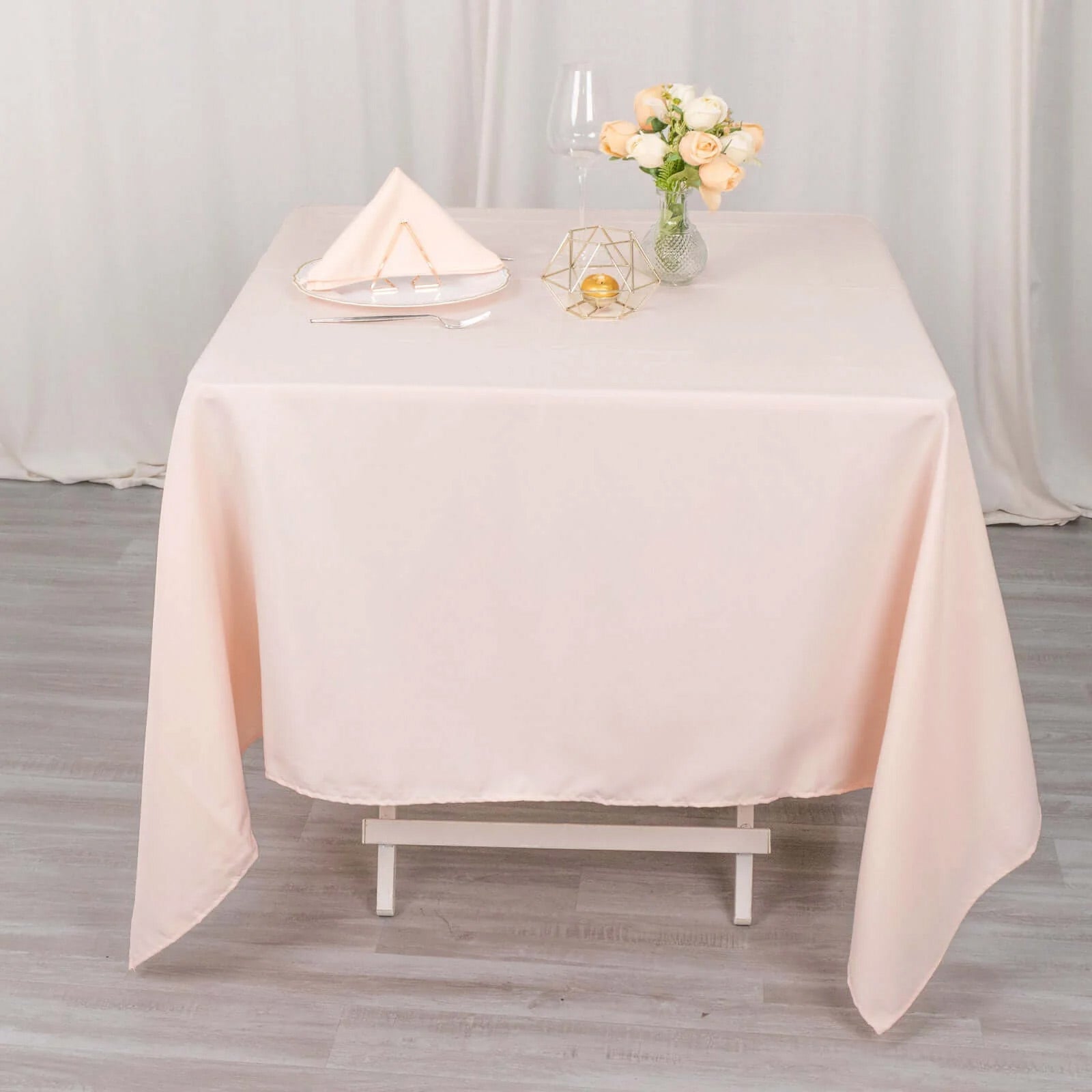 Premium Polyester Square Tablecloth 70x70 Blush 220GSM Wrinkle-Resistant Table Cover